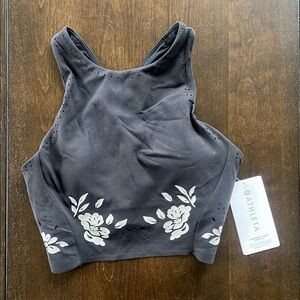 Athleta Black Floral Crop Top